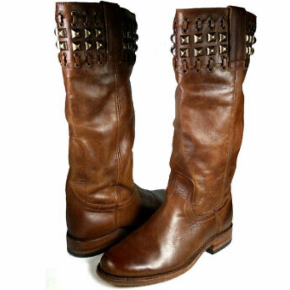SENDRA BOOTS Brown Leather Studded Goodyear